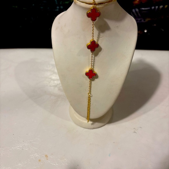 Titanium Gold Orange 5 Leaf Clover  Bracelet - Picture 5 of 6